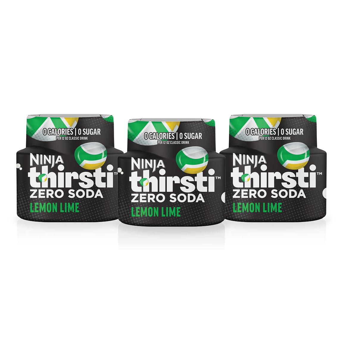 Ninja Thirsti Flavored Water Drops, Zero Calories, 2.23 Fl Oz, Lemon Lime, 3 Pack, Model WCFLNLMAM, Black Plastic