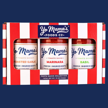 Yo Mamas Foods Gourmet Keto Gift Set And Care Package | Includes (1) Marinara Sauce (1) Tomato Basil And | (1) Roasted Garlic |