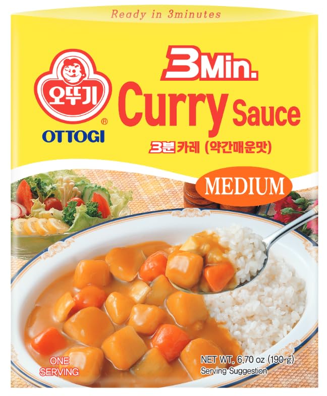 Ottogi 3Min. Curry Sauce Medium Spicy Ready In 3 Minutes 6.7Oz X 3 Pack - Pour Over Sauce Fully Cooked With Potato Carrot No Meat Convenient Meal On The Go