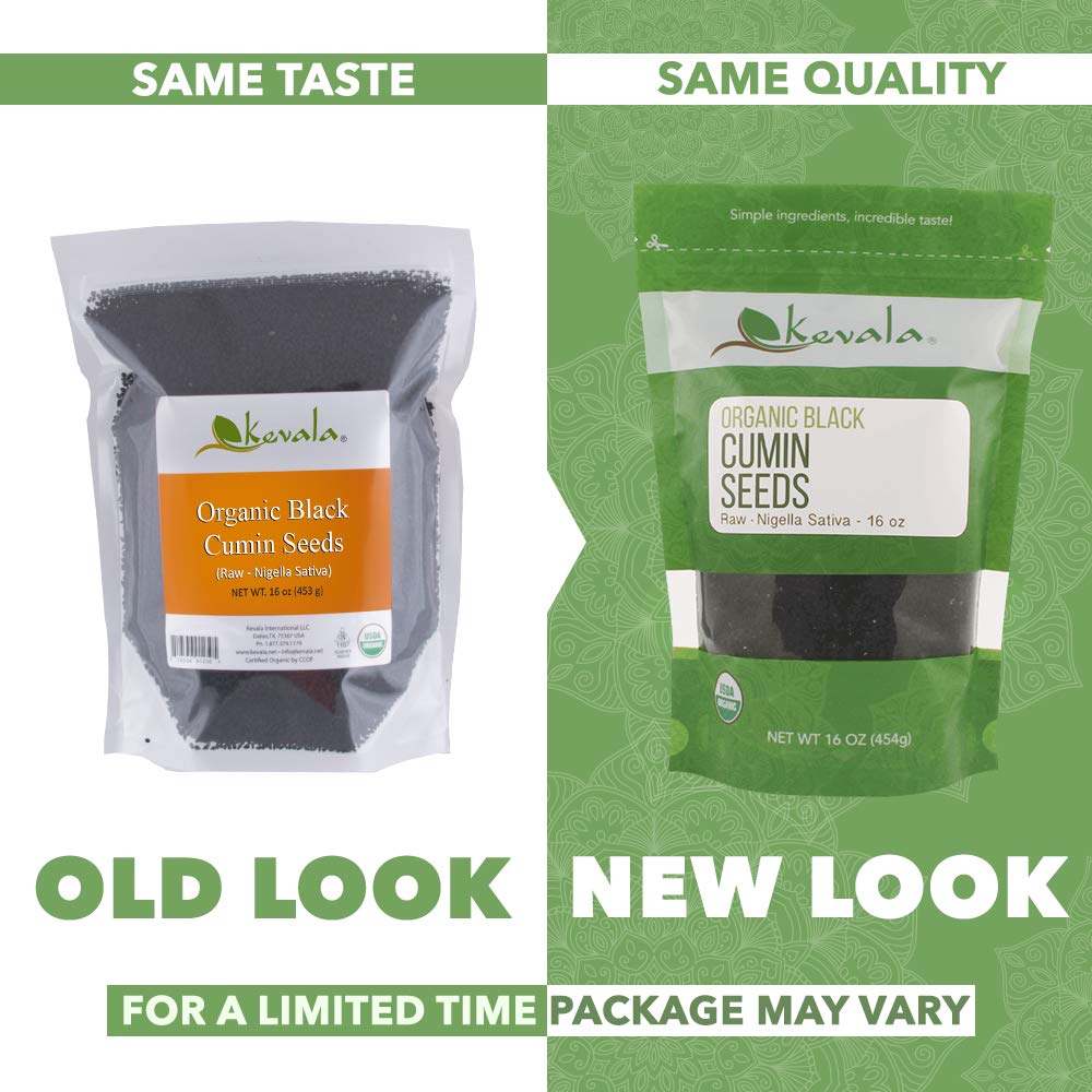 Kevala Organic Raw Black Cumin Seeds (Nigella Sativa) - Gluten Free Seasoning, Nigella Seeds, Kalonji Seeds, Vegan, Organic Blac