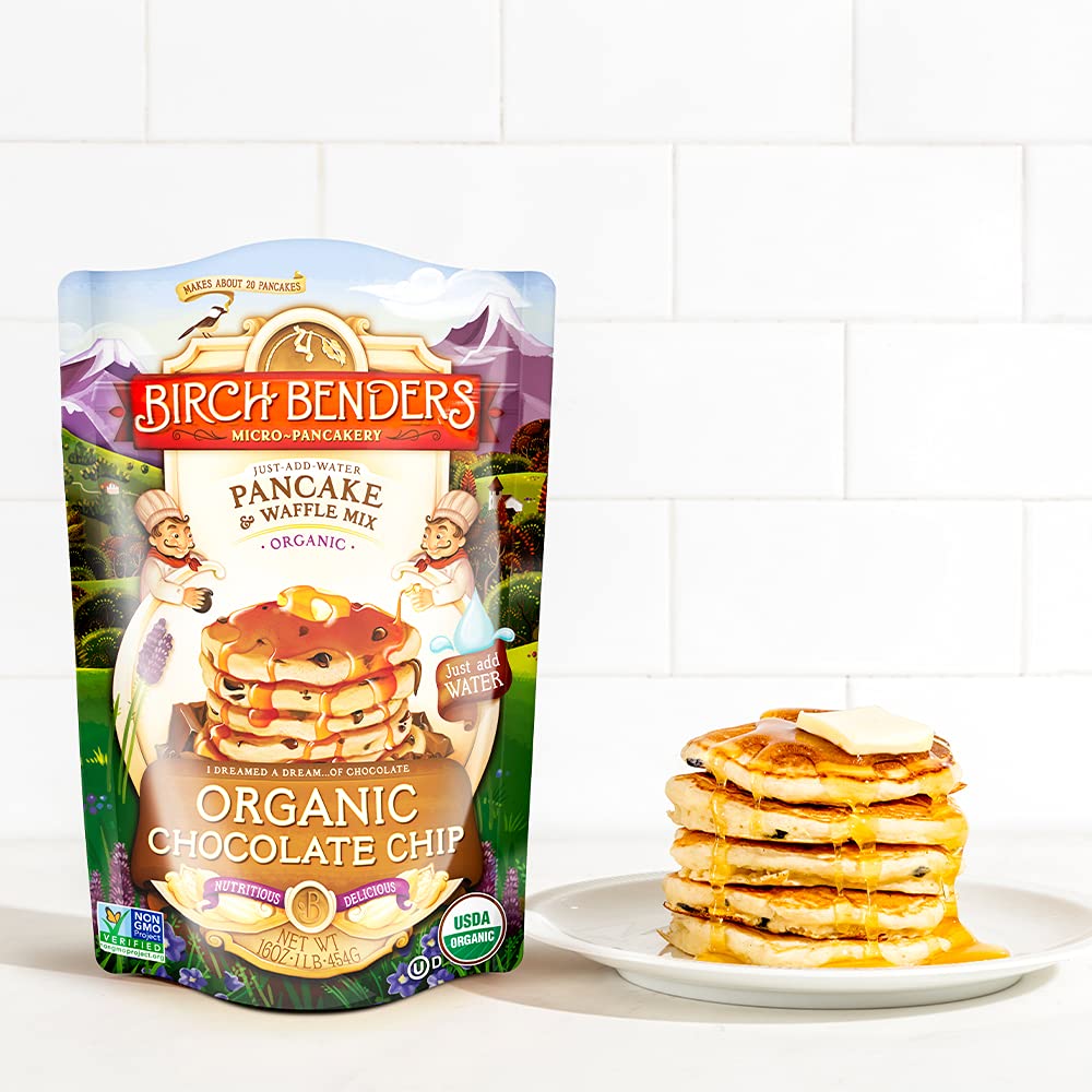 Birch Benders Organic Pancake and Waffle Mix, Non-GMO, Chocolate Chip, 16 Oz (Pack of 3)