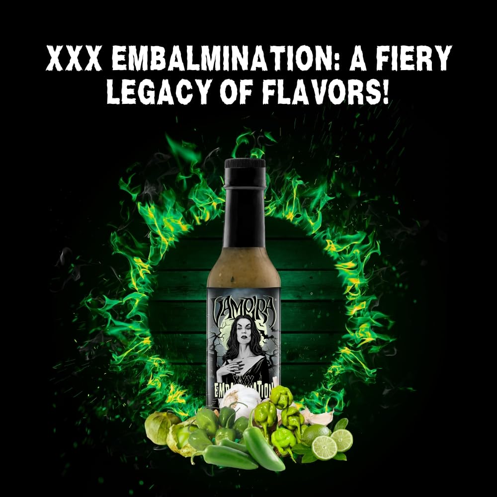 Hellfire Hot Sauce Vampira XXX Green Salsa Verde Gourmet Hot Sauce with Carolina Reaper Peppers, 5 oz.