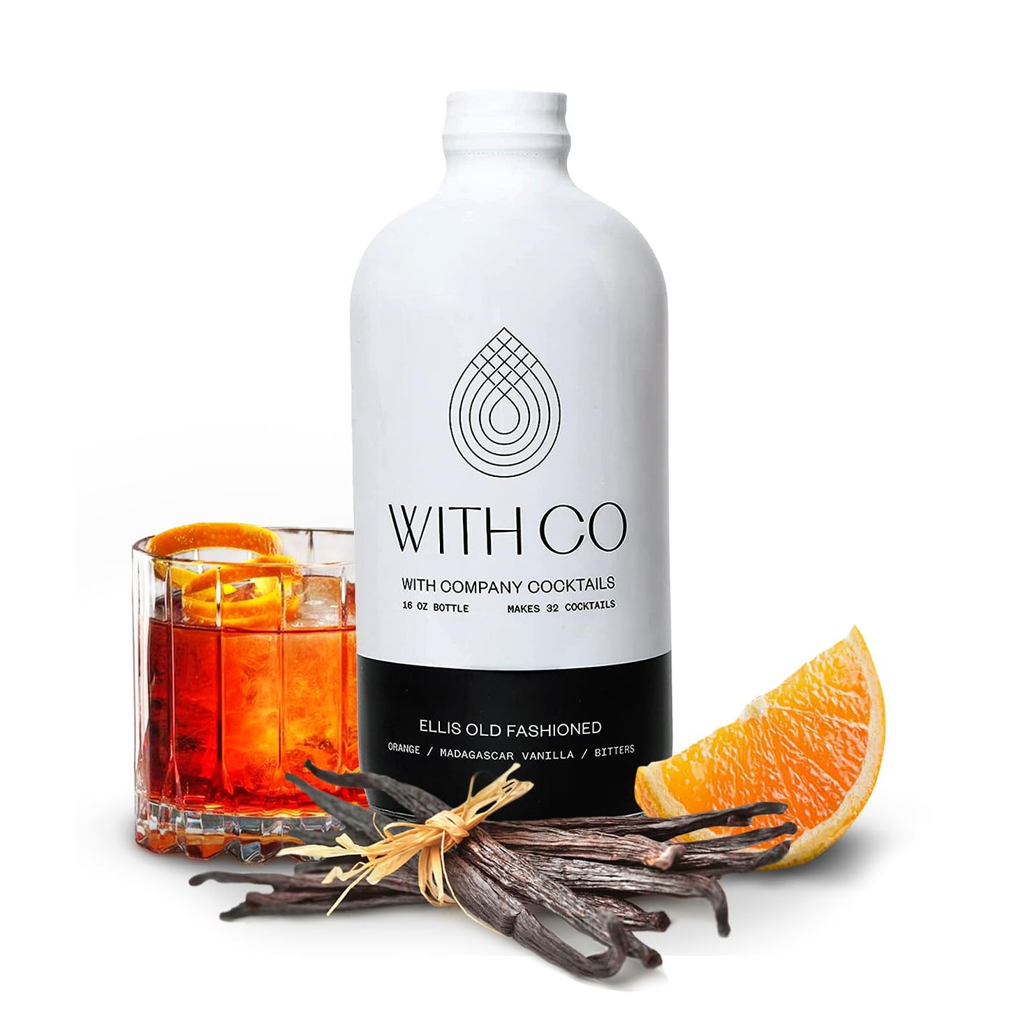 WITHCO Craft Cocktail Mixer - Old Fashioned, 16 Fl Oz, Makes 32 Cocktails, Vanilla & Orange Flavor