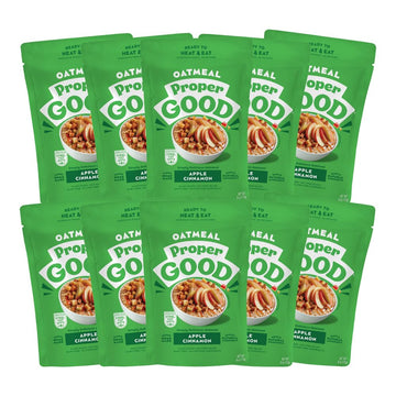 Proper Good Apple Cinnamon Oatmeal - Ready in 60 Seconds for a Quick & Easy Breakfast - Steel Cut Oats with Chia & Flax - High F