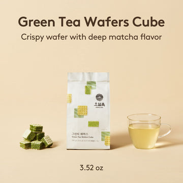 OSULLOC Green Tea Wafers Cookies 3.52oz | Korean Matcha Snacks | Premium Asian Treats