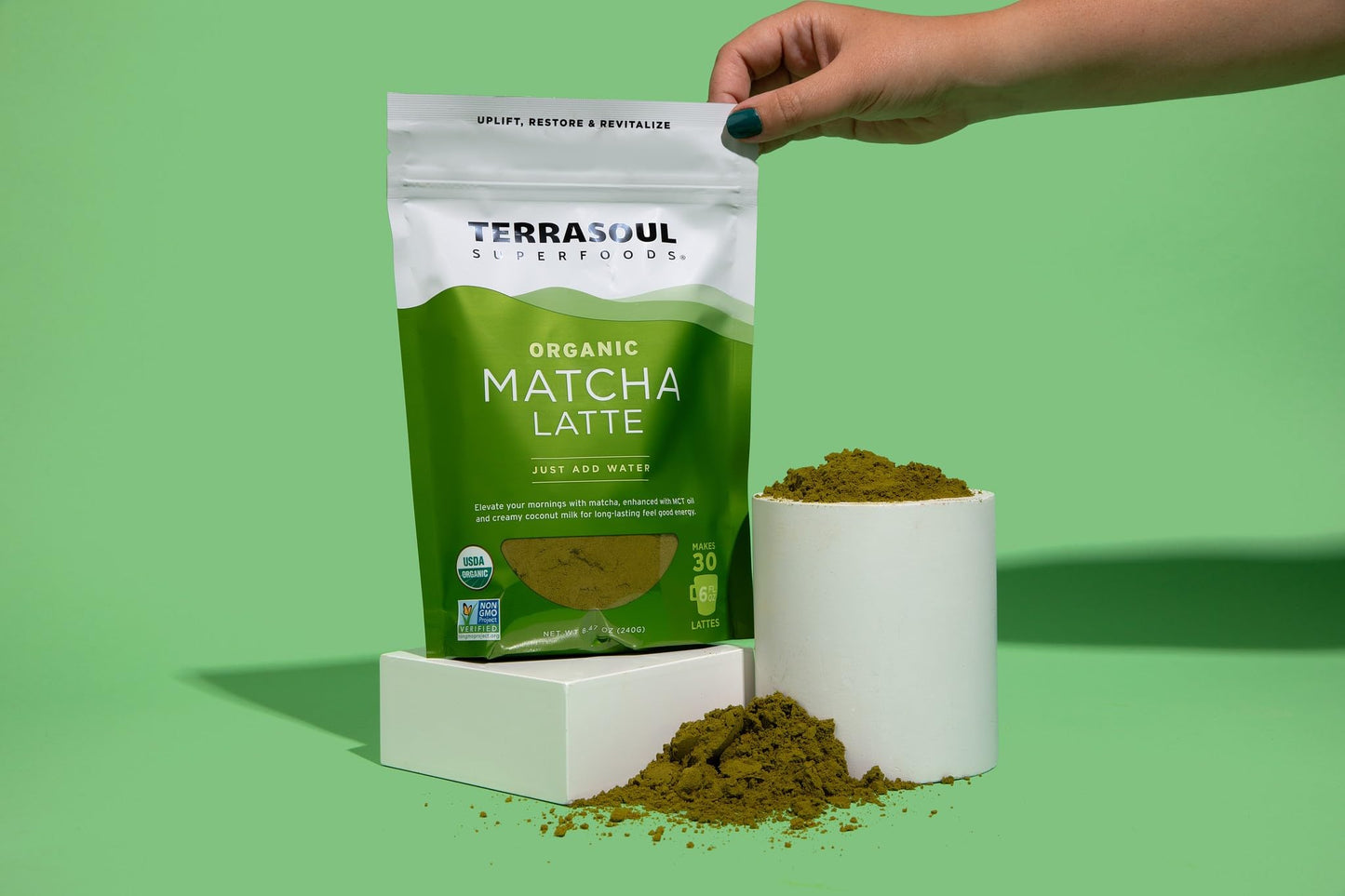 Terrasoul Superfoods Organic Matcha Latte - Premium Grade, Vegan & Dairy-Free - 8.47Oz