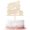Ruscalin Happy Birthday Cake Topper Black Flash Motorcycle Party Decoration Birthday Party Cake Decoration (wood)