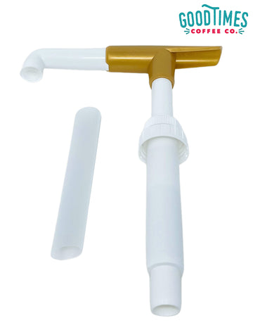 Good Times Coffee Co. Sauce Pump Dispenser for Ghirardelli Bottles, Plastic, Pack of 6, Fits 87.3 to 90.4 Ounce, Gold