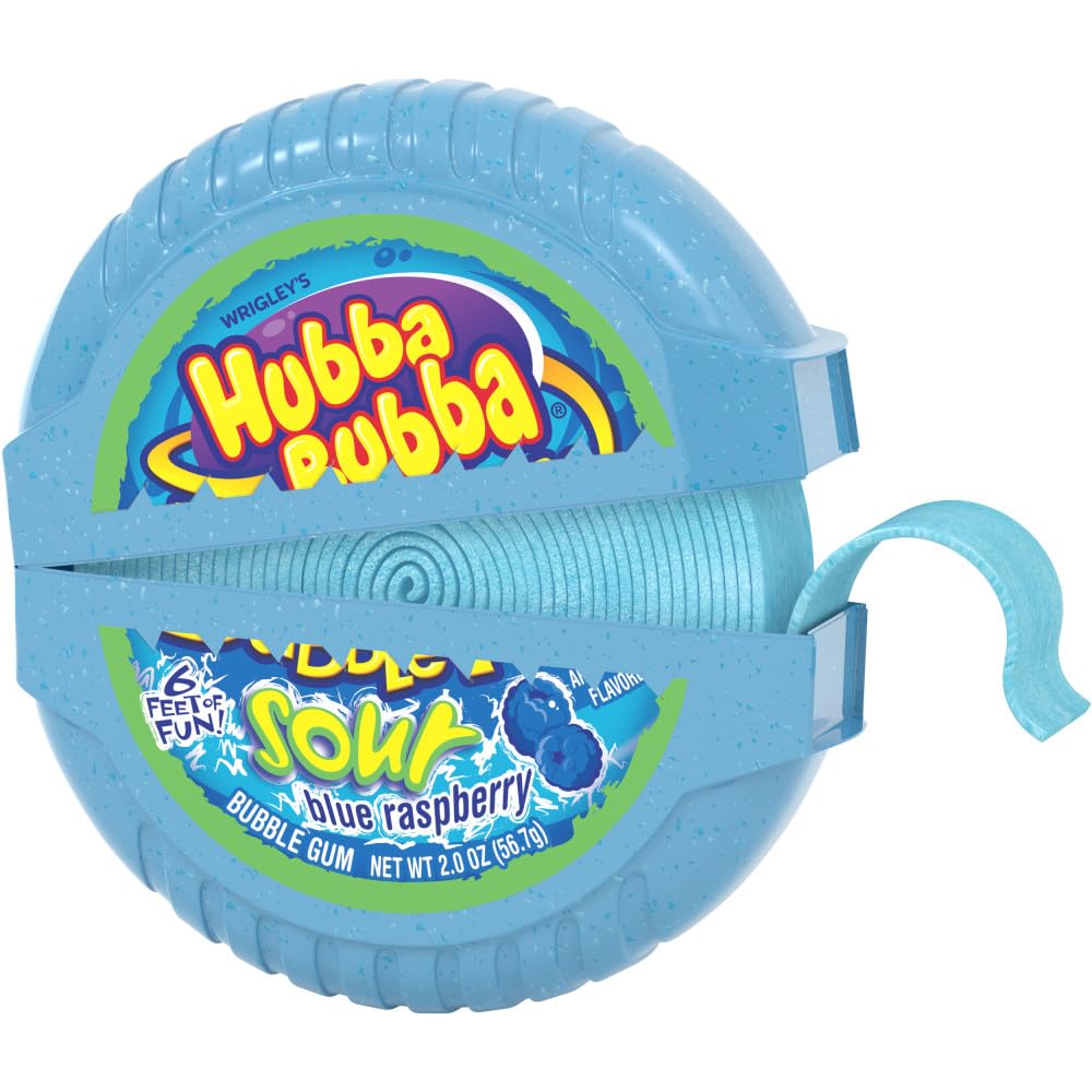 Hubba Bubba Sour Blue Raspberry Bubble Gum Tape, 2 Ounce (Pack Of 12)