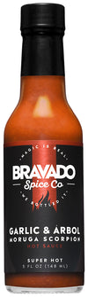 Bravado Spice Garlic and Arbol Moruga Scorpion Hot Sauce, Gluten Free, Vegan, Low Carb, 5 Fl Oz Bottle