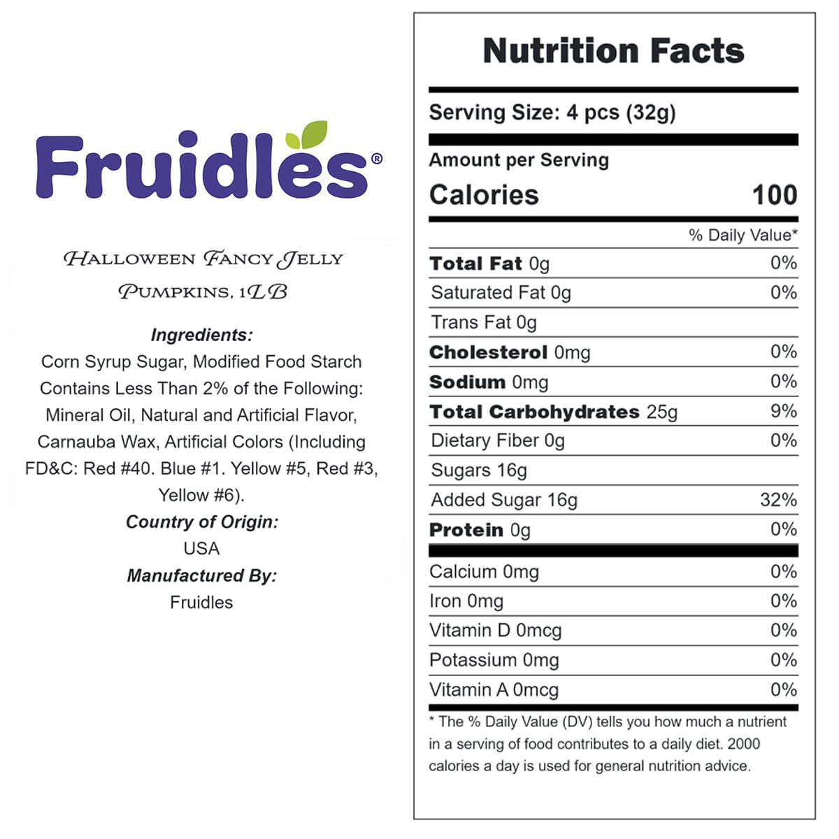 Fruidles Halloween Fancy Jelly Pumpkins, Delicious Gummy Candy, Gluten-Free, Fun And Festive Holiday Snacking, Party Favor (1 Pound)
