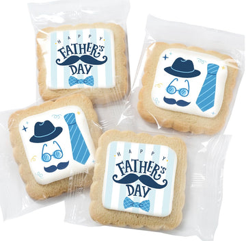 Fathers Day Cookies Party Favors 24 Pack Decorated Treats Bulk for Dad | INDIVIDUALLY WRAPPED Sugar Cookies | Gift Basket Peanut