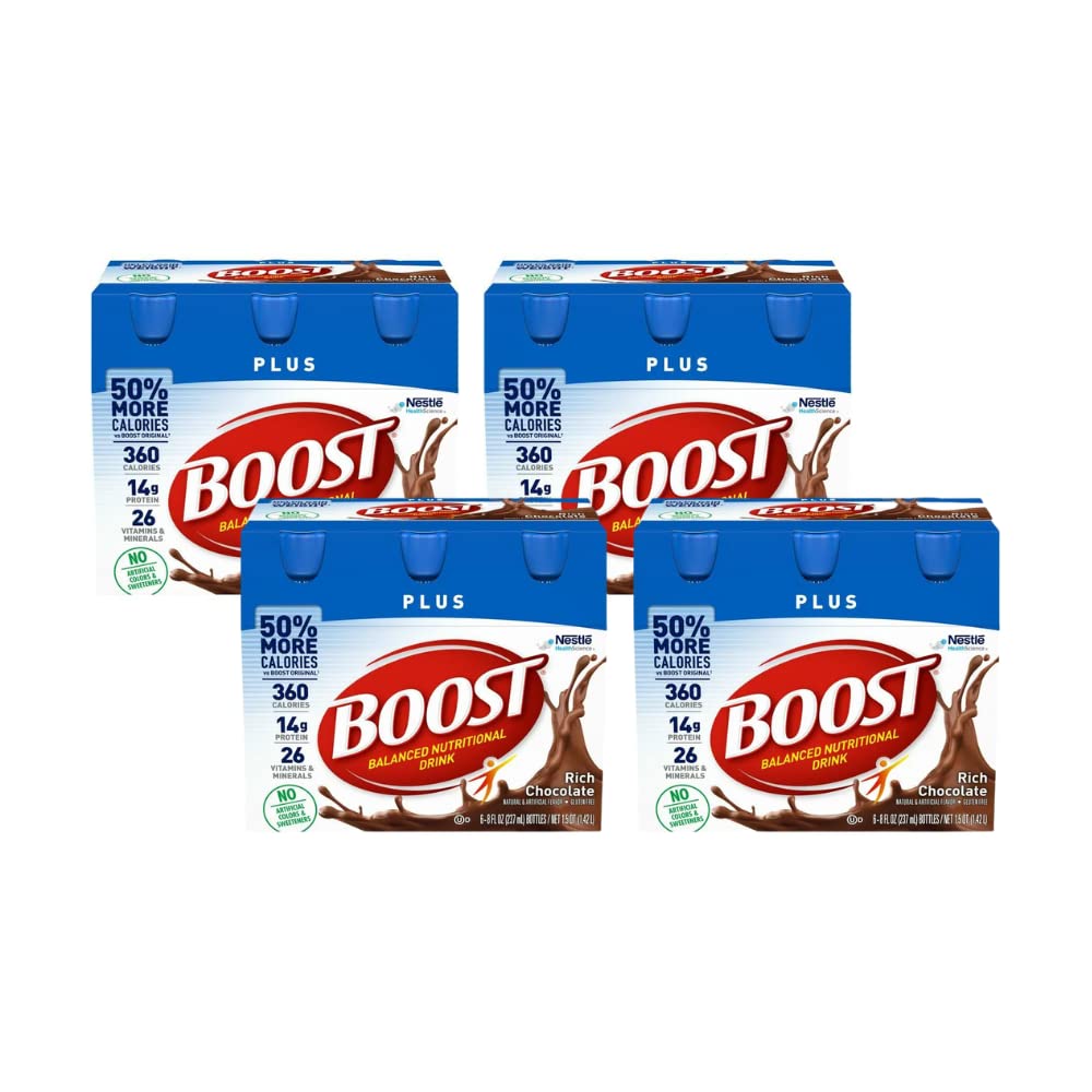 BOOST Complete Nutritional Drink, Chocolate, 8 Fl Oz, Pack of 4, Model 4167993236