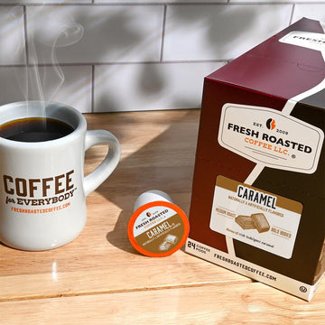 Fresh Roasted Coffee, Caramel, Flavored Coffee Pods, 72 Count