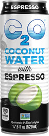 C2O Pure Coconut Water With Espresso | Plant Based | Non-Gmo | Dairy Free | Essential Electrolytes | 17.5 Fl Oz (Pack Of 12)