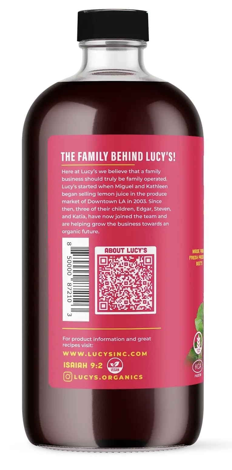 Lucy’S Family Owned - American Beets Organic 99% Pure Beet Juice, 34 Oz. Glass Bottle (Made From Fresh Pressed)