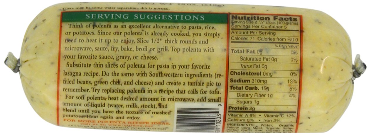 Food Merchants Organic Polenta, Basil Garlic, 18 Ounce (Pack of 12)