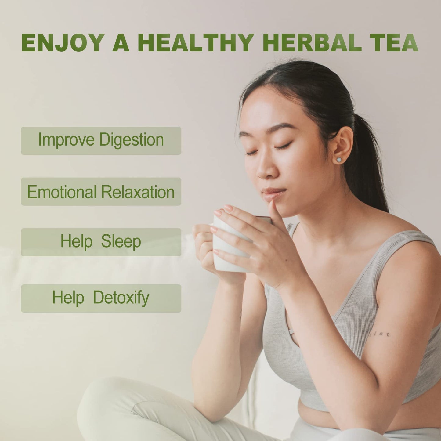 FullChea Mugwort Tea Bags - 40 Count (1.5g/bag) - 100% Pure Herbal Tea, Rich in Antioxidants, Natural Wellness Drink