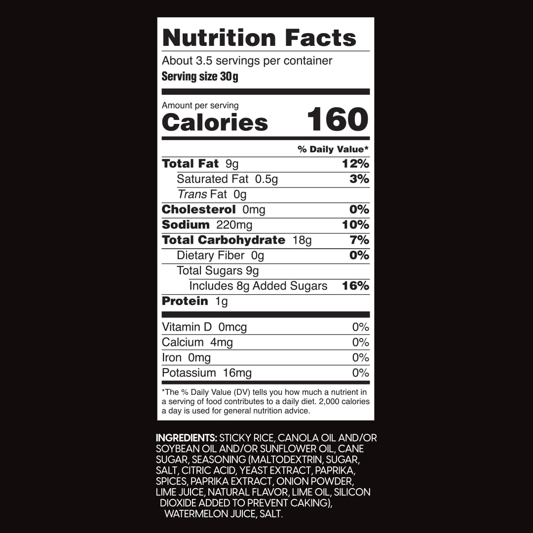 Wowza Fuego-Lime Rice Crisps, Healthy Sticky Rice Crunchy Rice Crisps, 3.5 oz bag (8 pack)