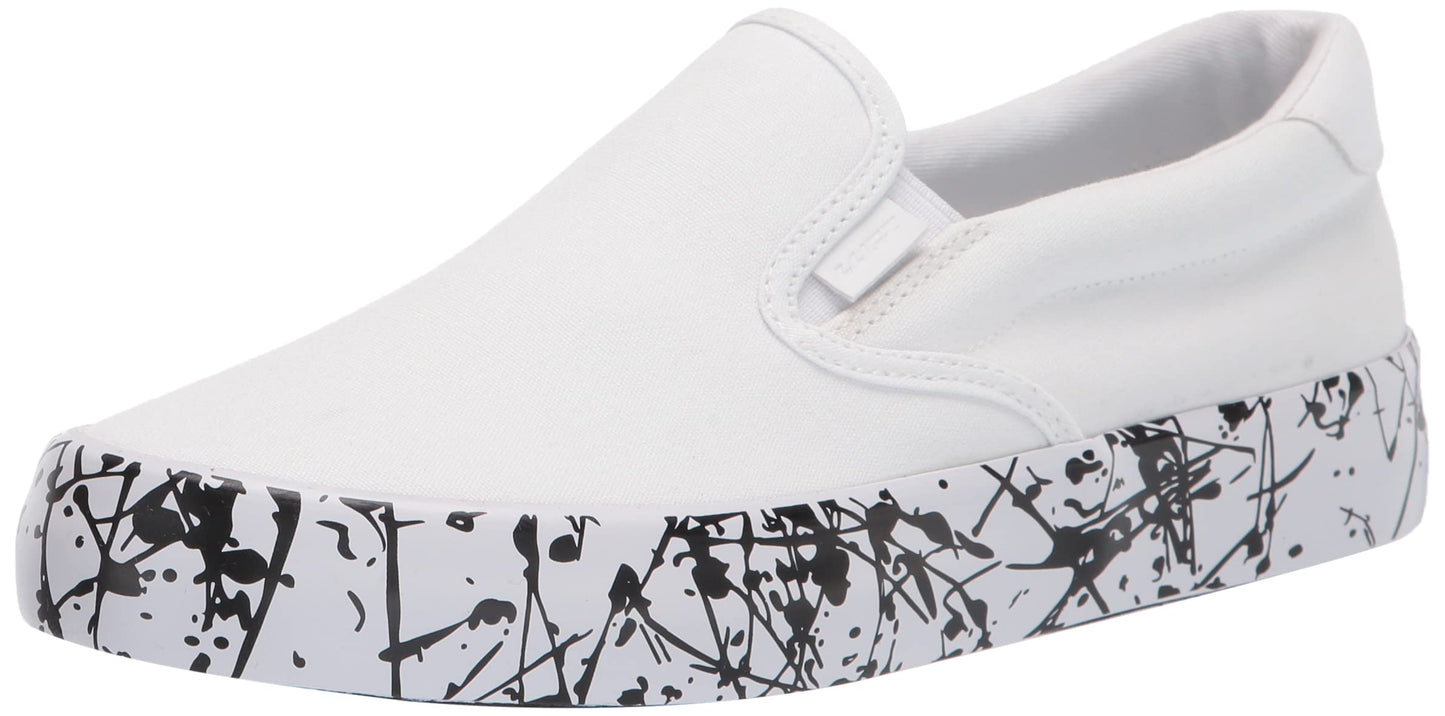 Lugz Womens Clipper Classic Slip-On Fashion Sneaker, Whiteblack Splatter, 8