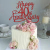 Sleyberoy red Glitter Happy 40th Anniversary Cake Toppers -Wedding Anniversary Party Decorations, 40th Wedding Anniversary, Comp