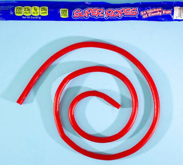 Super Ropes 34'' Individually Wrapped Rope, 2Oz (15 Pack), Red Licorice Candy Rope