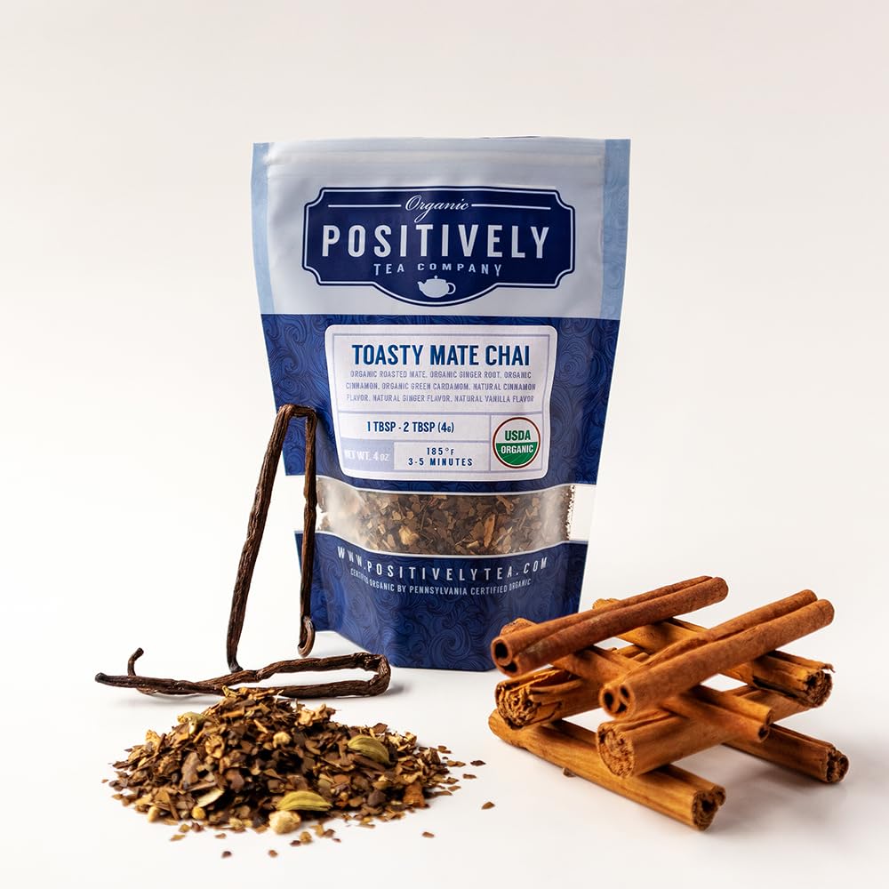 Organic Positively Tea Company, Toasty Mate Chai Tea, Loose Leaf, 4 Ounce
