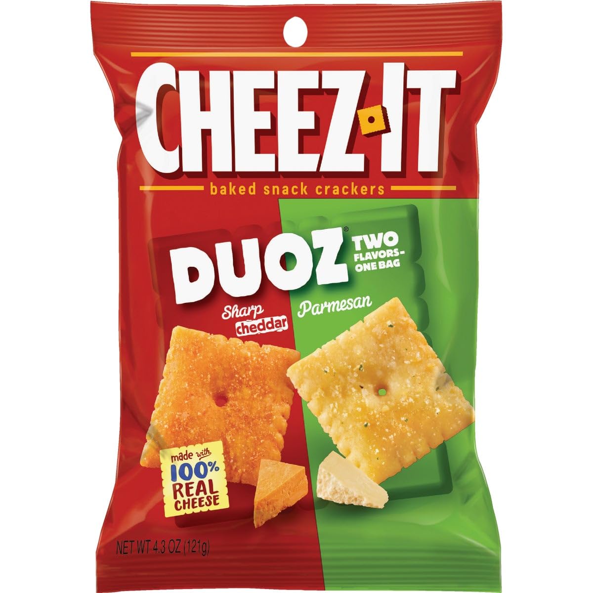 Keebler Cheez-It Duoz Sharp Cheddar/Parmesan Crackers 4.75 oz. Pegged - Case of: 66