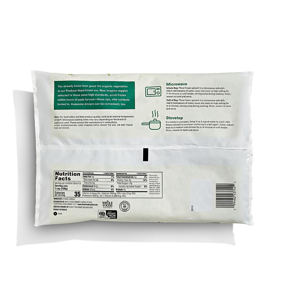 365 Everyday Value, Organic Whole Leaf Spinach, 16 oz, (Frozen)