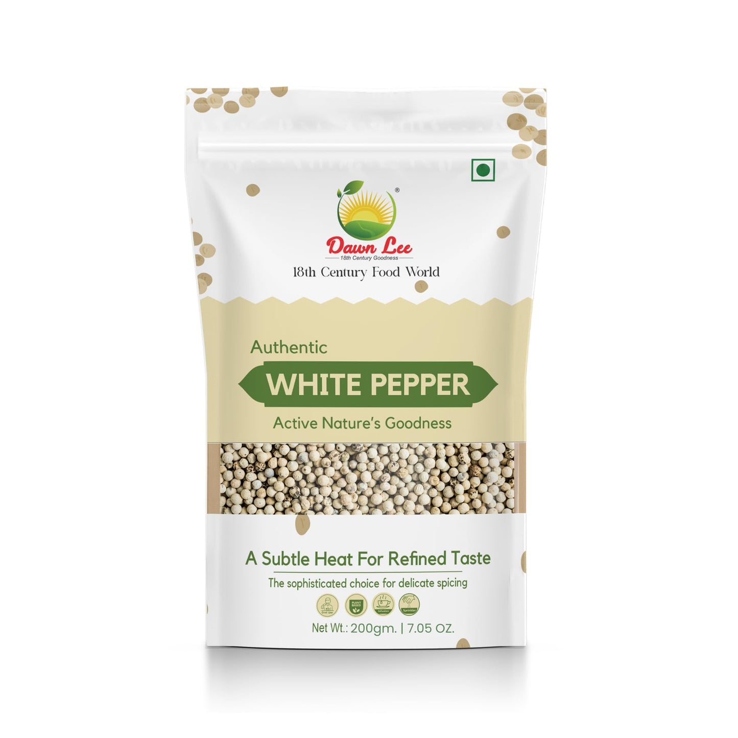 Dawn Lee Whole White Peppercorns | Sabut Safed Mirch | Whole Spice For Cooking, Seasoning & Marinades (200 Gram)