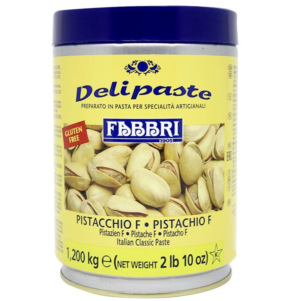 Fabbri Delipaste Pistachio Fine, Flavoring Compound for Gelato, Ice Cream, Soft Serve, Pastry and Confectionary - 1 Tin of 2.6 l