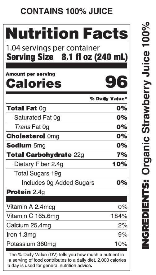 Pomona Organic Strawberry Juice (Pack of 12), Cold Pressed USDA Organic Juices with 100% Strawberries, No Added Sugar, Not From