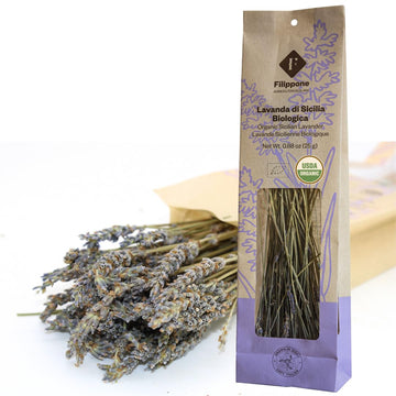 Filippone Organic Dried Lavender Bunch 25 G (0.88 Oz), Freshly Grown In The Mountains Of Sicily, Culinary Lavender, Italian Drie