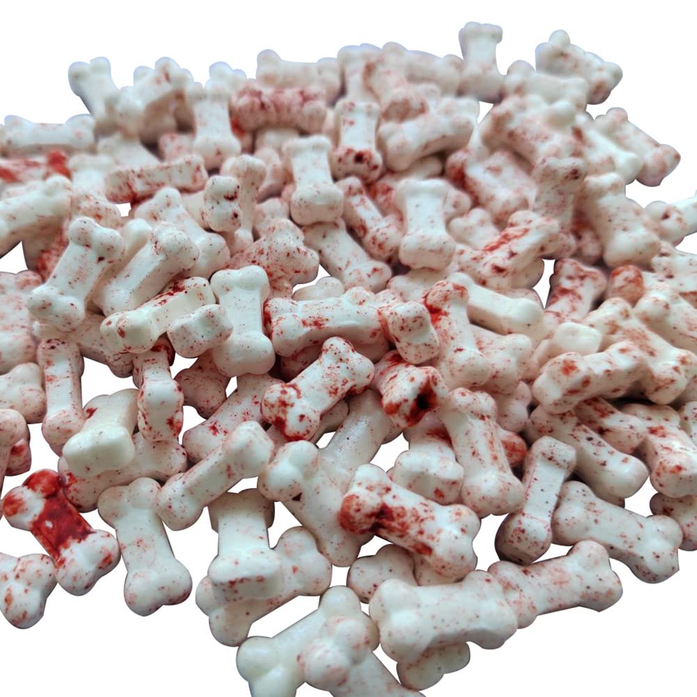 1 Bottle Bloody Red Dog Bones Candy Cake Cupcake Toppers Cookie Decorations Edible Dessert Sprinkles for Halloween Christmas Cak