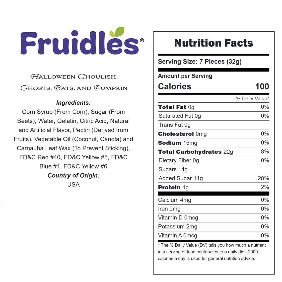 Fruidles Halloween Ghoulish, Ghosts, Bats, and Pumpkin Gummies, Fun And Festive Holiday Snacking (2 Pounds)