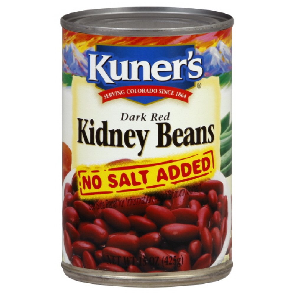 Kuners Red Kidney Beans No Salt, 15 Ounce, Pack of 12