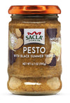 Sacla Pesto With Black Summer Truffle | Italian Basil Pesto Sauce With Real Truffle & Cheese | 6.7 Oz Glass Jar | Gourmet Non-Gmo Paste | Imported From Italy