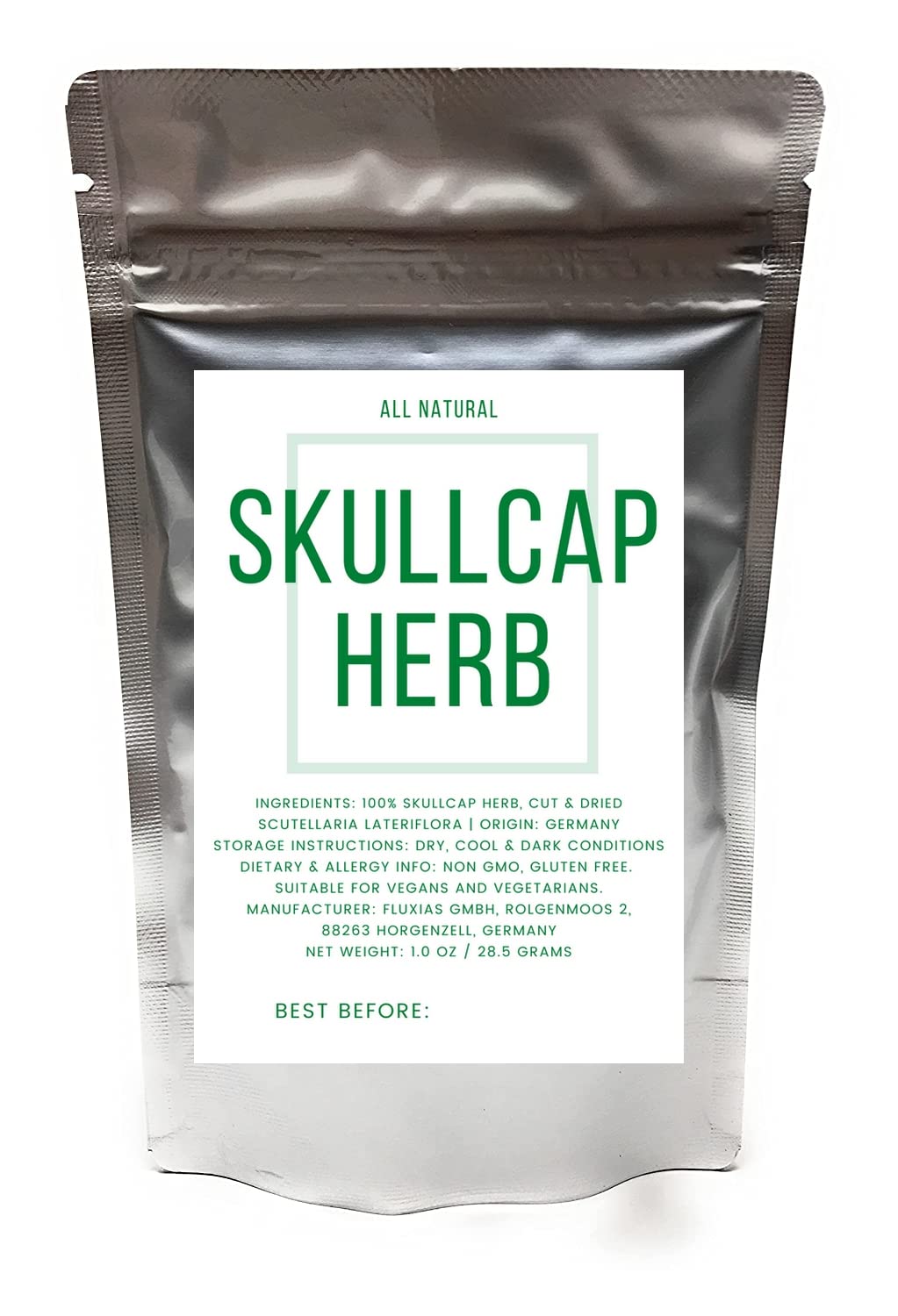 Skullcap Scutellaria Scullcap Herb From Germany - Natural, Cut & Dried Scutellaria Lateriflora - Net Weight: 1Oz/28.5G