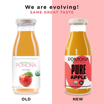 Pomona Organic Apple Juice (Pack of 12), Cold Pressed USDA Organic Juices, Apples And Lemon Juice, No Added Sugar, Not From Conc