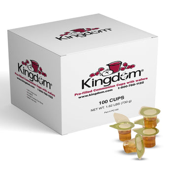 Kingdom Prefilled Communion Cup With Wafers(100 Ct - White Juice) Sealed In A Single-Serving Container With One-Year Shelf Life,