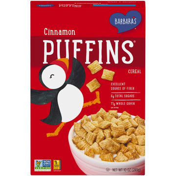 Barbara'S Puffins Cinnamon Cereal, Non-Gmo, Vegan, 10 Oz Box (Pack Of 12)