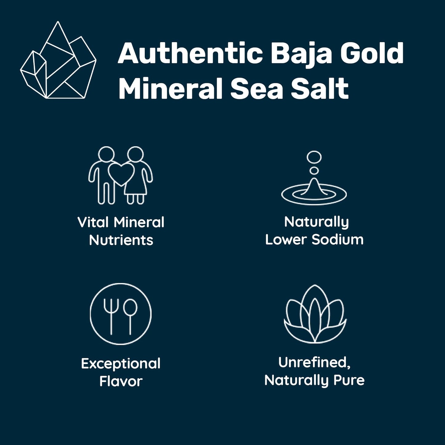 Baja Gold Mineral Sea Salt, Natural Grain Crystals, 5 Lb. Bag