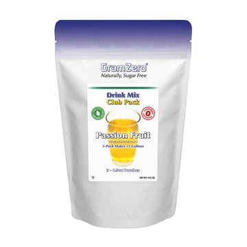 GramZero All Natural Passion Fruit Zero Calorie Sugar Free Drink Mix, Great For Nutrition Club Loaded Tea, Stevia Sweetened