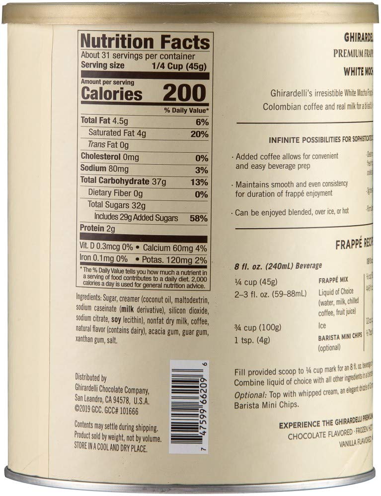 Ghirardelli Mix, White Mocha Frappe, 49.92 oz,(Pack of 1)