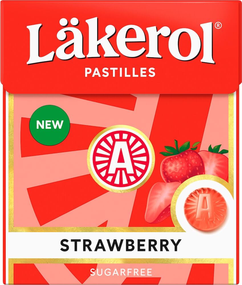 SÖPÖSÖPÖ Cloetta Lakerol Strawberry Pastilles, 4 Boxes of 25g, Medium Size