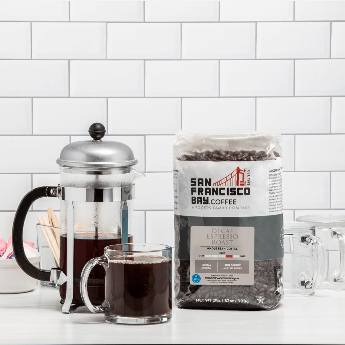 San Francisco Bay Whole Bean Coffee - Decaf Espresso Roast (2Lb Bag), Dark Roast