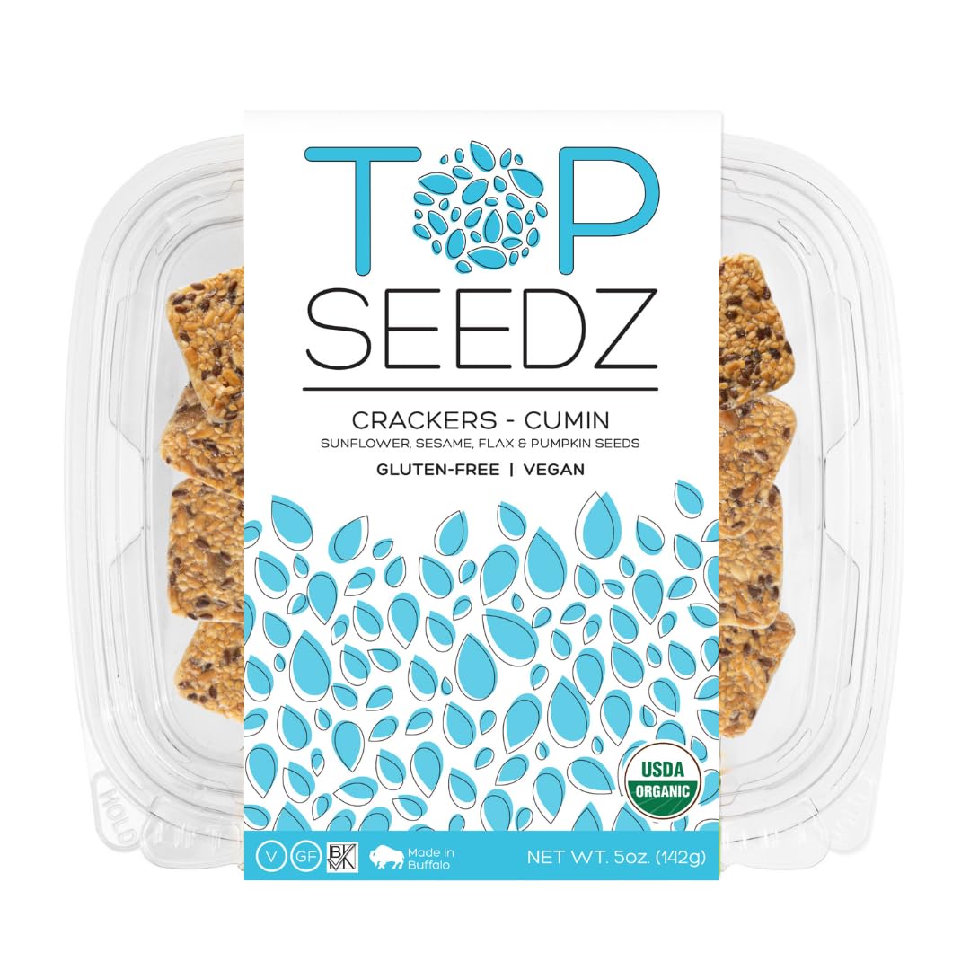 Top Seedz Organic Gluten Free Cumin Seed ers, 5 oz, 6-Pack, Vegan with Plant-Based Protein, Made from Sunflower, Flax, Sesame, Pumpkin Seed