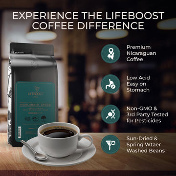 Lifeboost Highlander Grogg Whole Bean Coffee - Non-Gmo Low Acid Single Origin Flavored Coffee Beans - Third Party Tested For Myc
