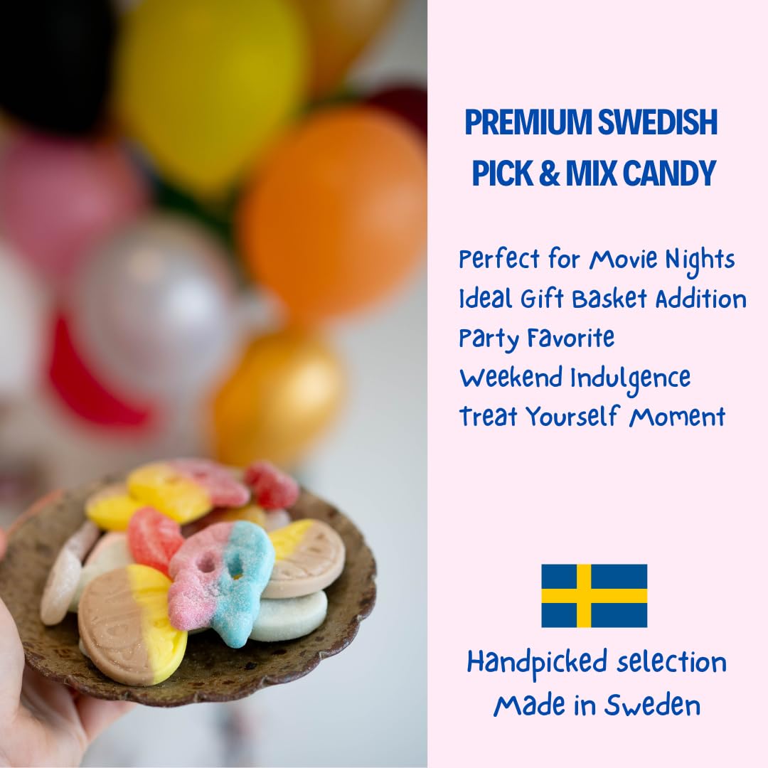 Sweet Swedish Candy Mix Sweet Gummy Candy Bubs - Chewy and Foamy - Hand Packed in Sweden - Swedish Candy Chef - .5LB