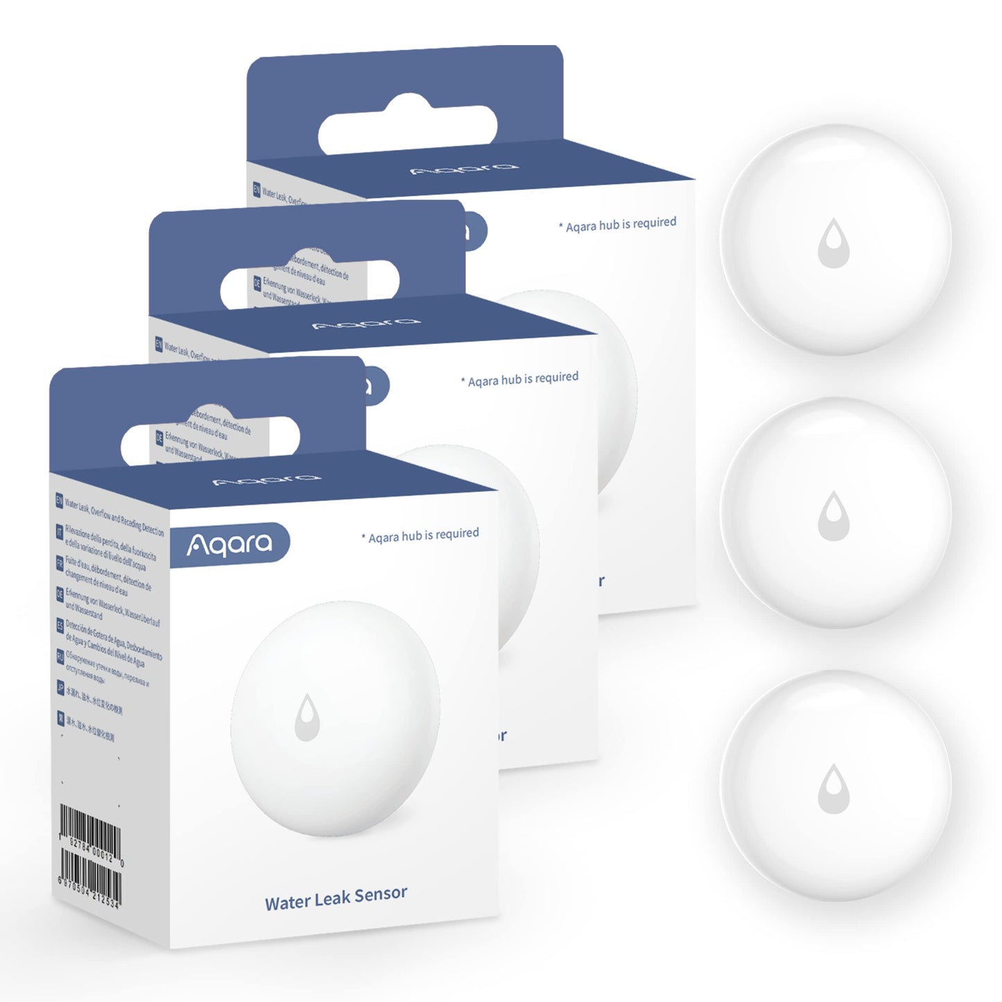 Aqara Water Leak Sensor Kit - 3 Pack, Requires Aqara Hub, Wireless Water Leak Detector, Wireless Mini Flood Detector For Alarm S